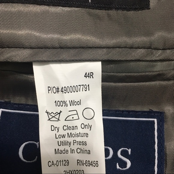 Chaps Gray Nailshead 100% Wool Blazer Size 44R - Picture 5 of 5